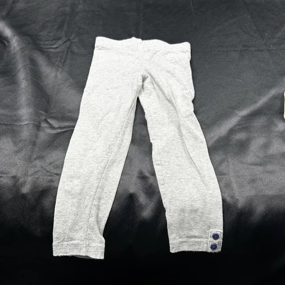 Carters Girls Leggings‎ 4T Grey Blue Button EUC
